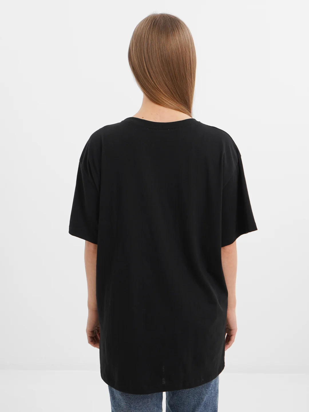 Черный футболка женская OVERSIZE