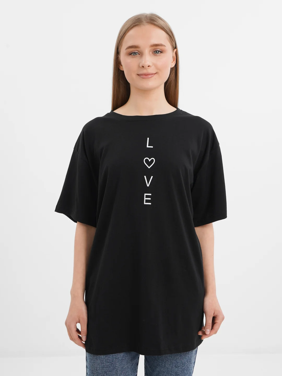 Черный футболка женская OVERSIZE