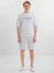 Белый мужской спортивный костюм-двойка, летний: футболка и шорты