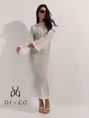 Белый женское пляжное платье туника с длинным рукавом
