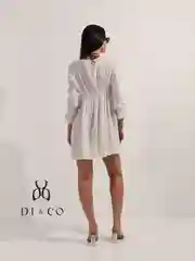 Белый женское короткое пляжное платье туника с длинным рукавом