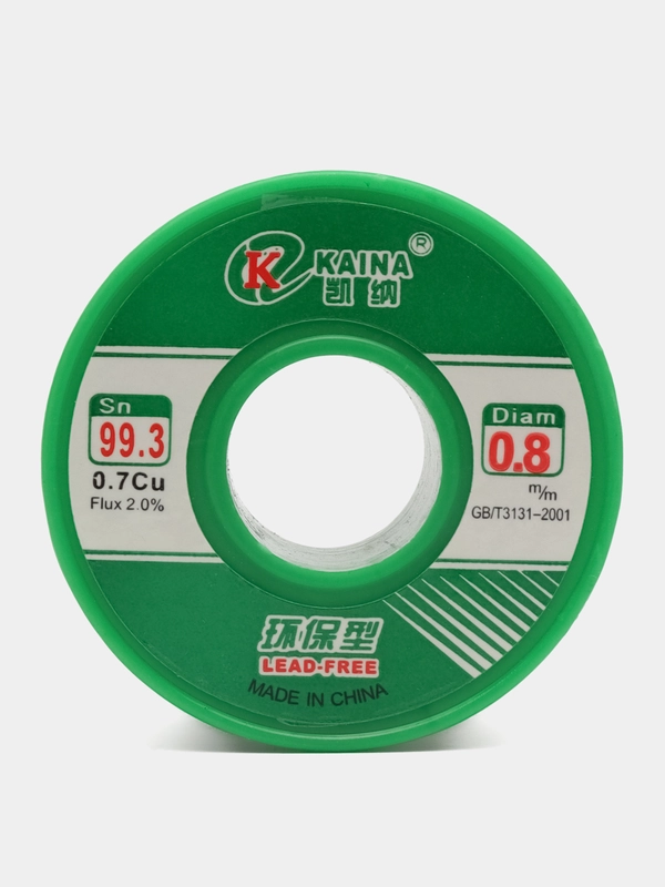 Припой KAINA 99.3 0.8 мм Sn99.3/Cu0.7 с флюсом CF-10 34 гр бессвинцовый