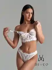 Белый комплект женского нижнего белья, корсет