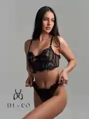 Черный комплект женского нижнего белья, корсет