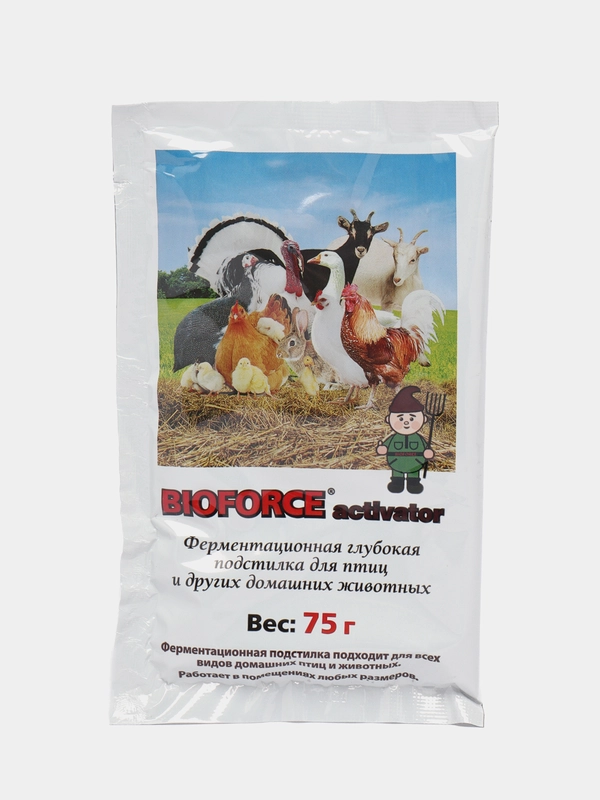 Зимняя ферментационная подстилка для кур и других с/х животных, Bioforce Activator, 75 г