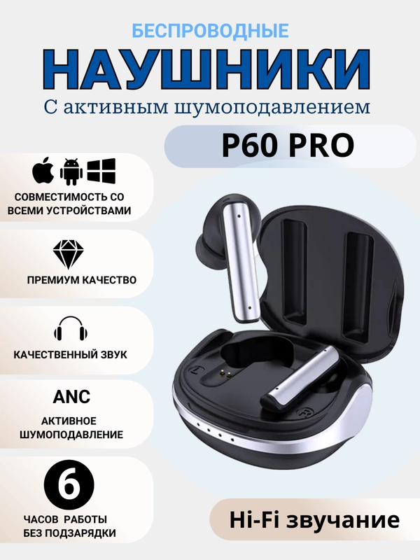 Беспроводные наушники P60Pro игровые, спортивные
