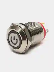 Кнопка антивандальная d=12мм без фиксации 12v (Красное кольцо + индикатор питания)