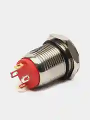 Кнопка антивандальная d=12мм без фиксации 12v (Красное кольцо + индикатор питания)