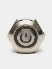Кнопка антивандальная d=12мм без фиксации 12v (Красное кольцо + индикатор питания)