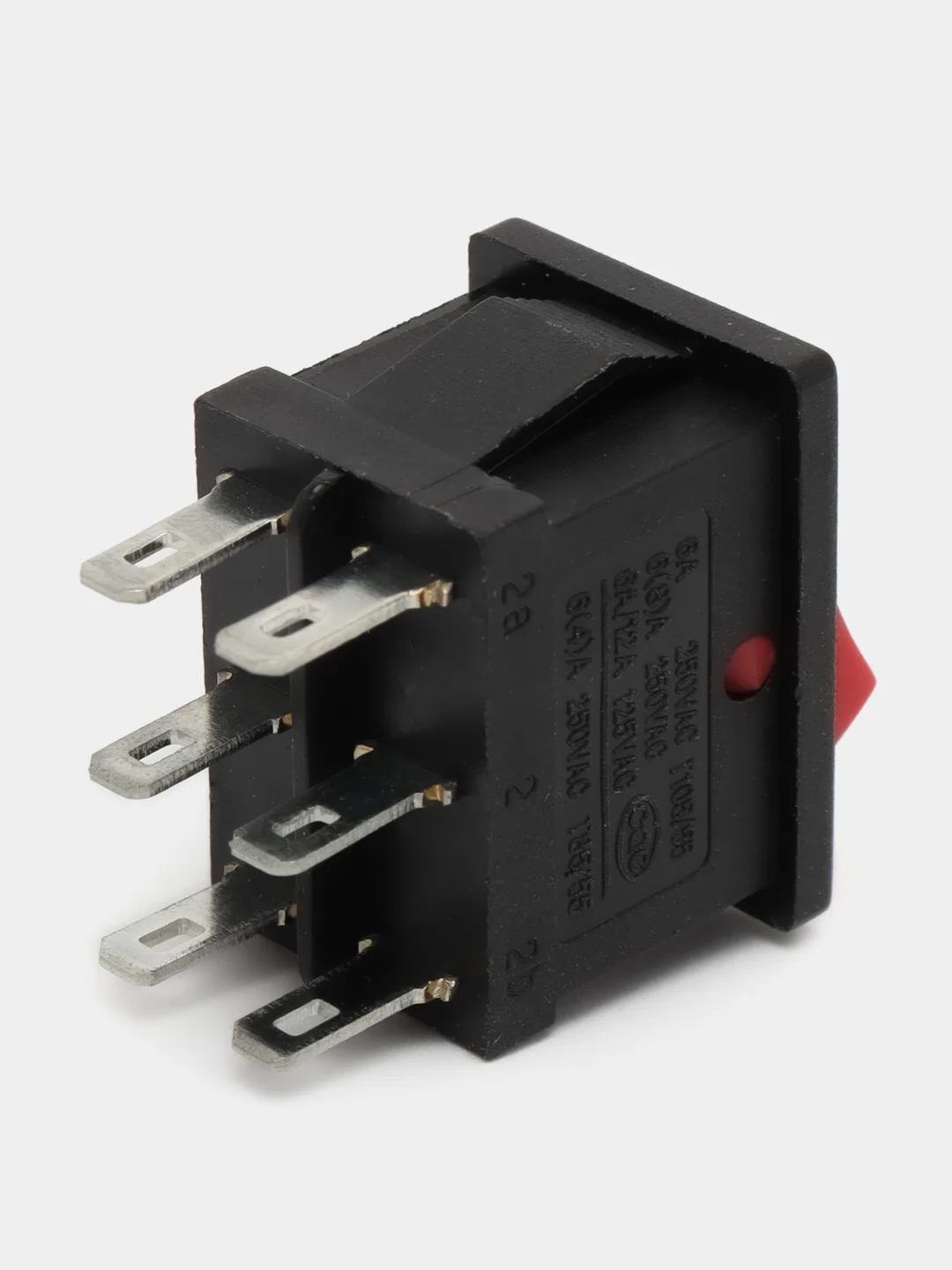Переключатель KCD1-203 on-off-on 6A 250V (6 контактов) красный