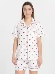 Белый пижама с шортами сердечки