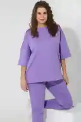 Пурпурный костюм женский спортивный с капри, большие размеры