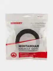 Двухсторонний скотч REXANT, черная, вспененная ЭВА основа, 25 мм, ролик 5 м