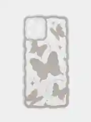 Белый чехол для iPhone (Айфон)  11, 12, 13, 14, 15, Pro,  Pro Max, силиконовый с бабочками