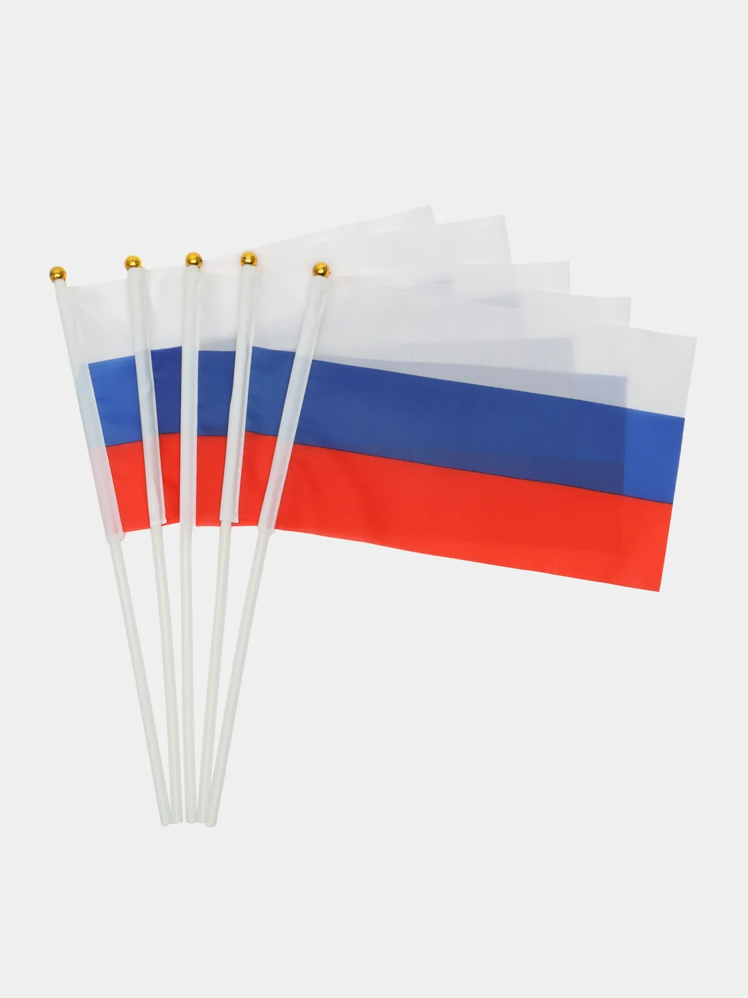 Белый флаг России с флагштоком, с гербом 20*30 см, без герба 14*21 см