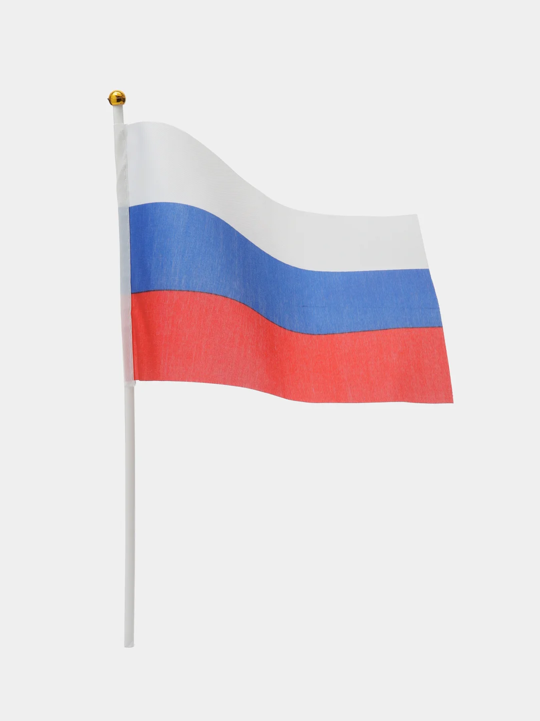 Белый флаг России с флагштоком, с гербом 20*30 см, без герба 14*21 см