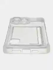 Прозрачный силиконовый чехол для iPhone  (Айфон) 11, 12, 13, 14, 15, Pro, Max, с карманом для карт