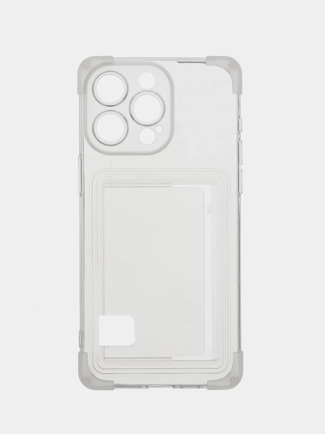 Прозрачный силиконовый чехол для iPhone (Айфон) 11, 12, 13, 14, 15, Pro, Max, с карманом для карт