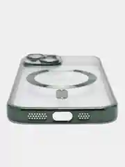 Зеленый противоударный чехол на iPhone 15 Pro со встроенным магнитным креплением MagSafe