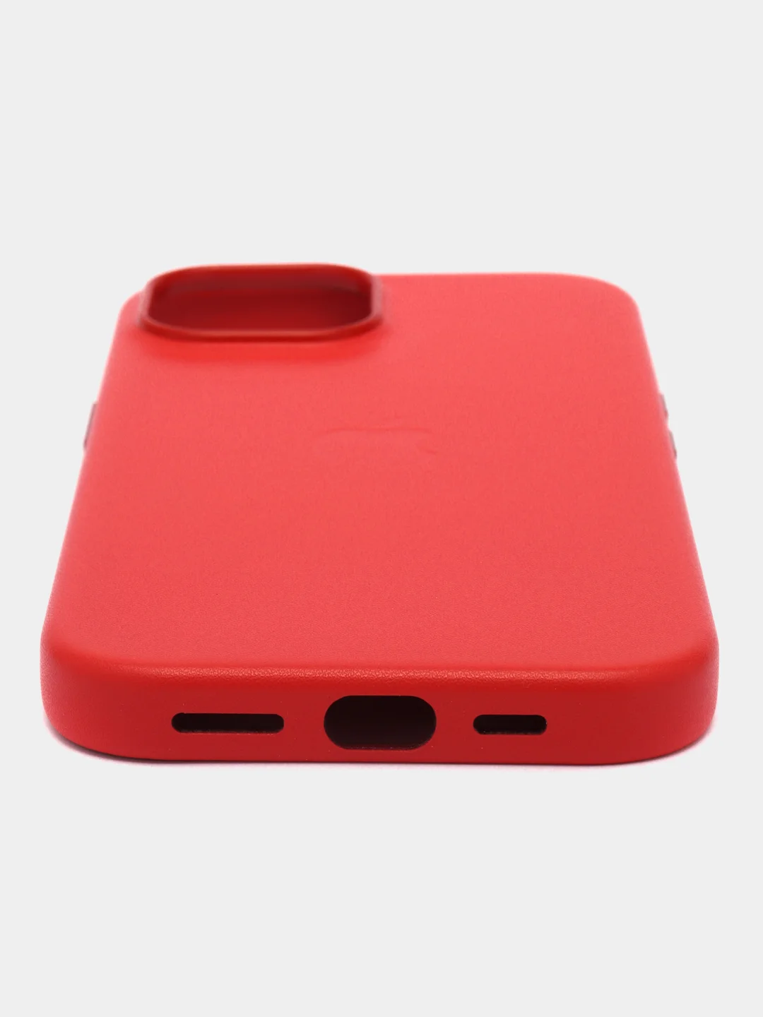 Красный кожаный чехол для iPhone 15 Leather Case с MagSafe