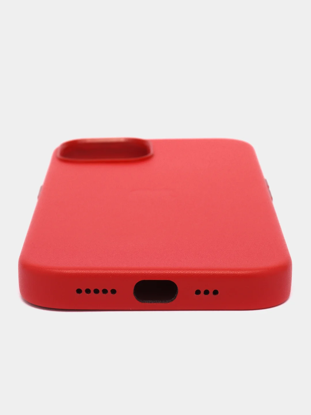 Красный кожаный чехол для iPhone 14 Leather Case с MagSafe