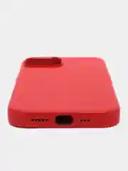 Красный кожаный чехол для iPhone 14 Leather Case с MagSafe