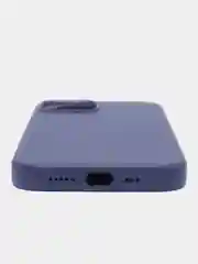 Голубой кожаный чехол для iPhone 14 Leather Case с MagSafe