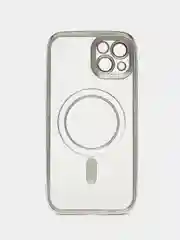 Серебряный противоударный чехол на iPhone 13 со встроенным магнитным креплением MagSafe