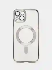 Серебряный противоударный чехол на iPhone 13 со встроенным магнитным креплением MagSafe