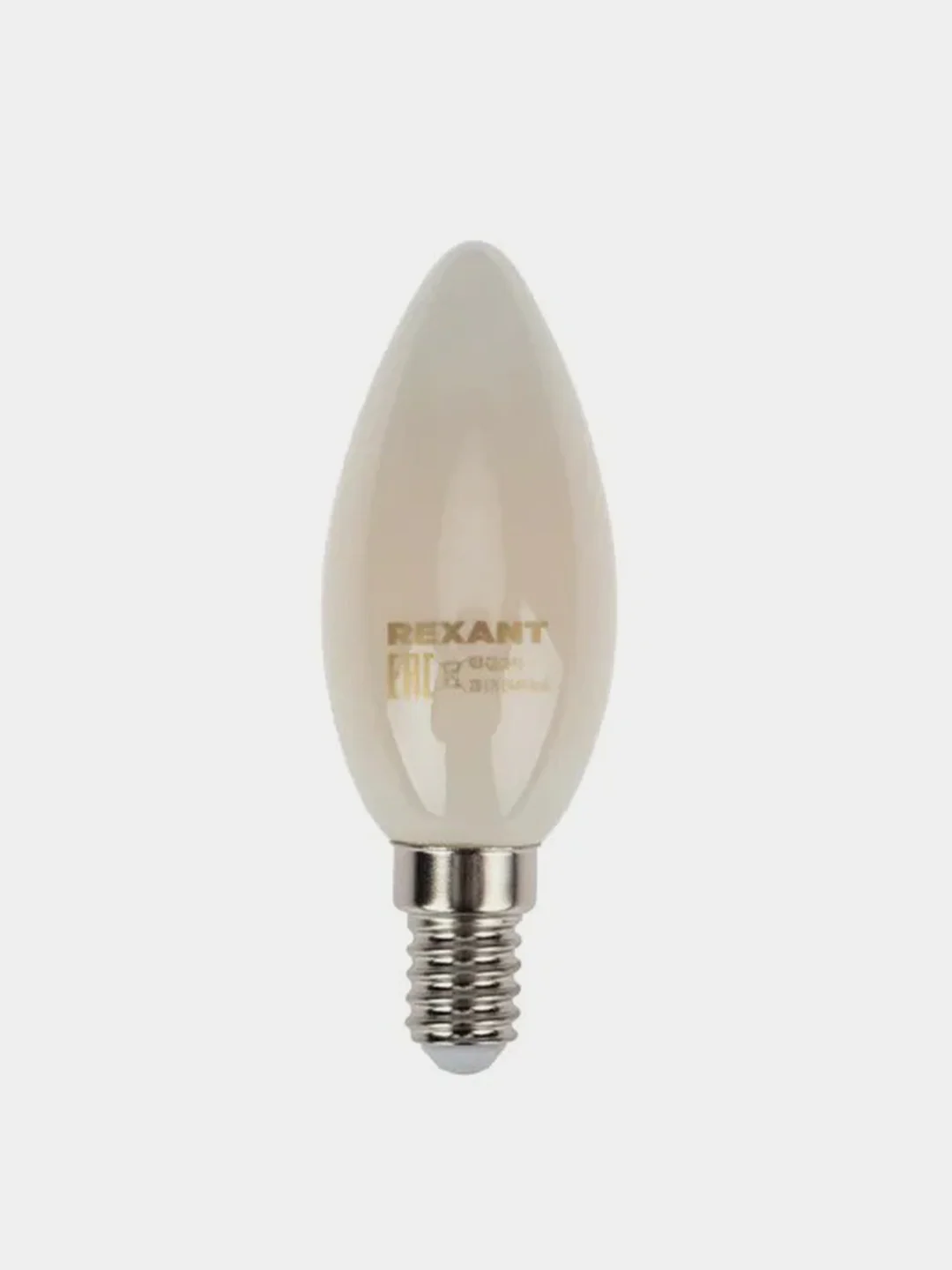 Лампа филаментная REXANT Свеча, CN35, 9,5Вт, 915Лм, 2700K, E14, матовая колба