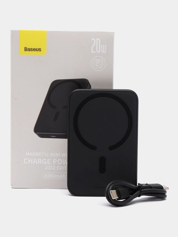 Портативный аккумулятор 20W 6000mAh Baseus Magnetic Mini Wireless Fast Charge, черный