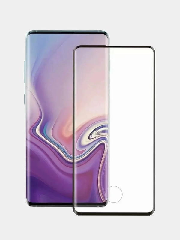 Защитное стекло с вырезом под отпечаток изогнутое для Samsung S10/S10Plus/Note 10/No 10Pro