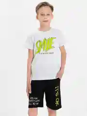 Белый комплект, костюм для мальчика (футболка и шорты) 8-12 лет 100% хлопок BONITO KIDS