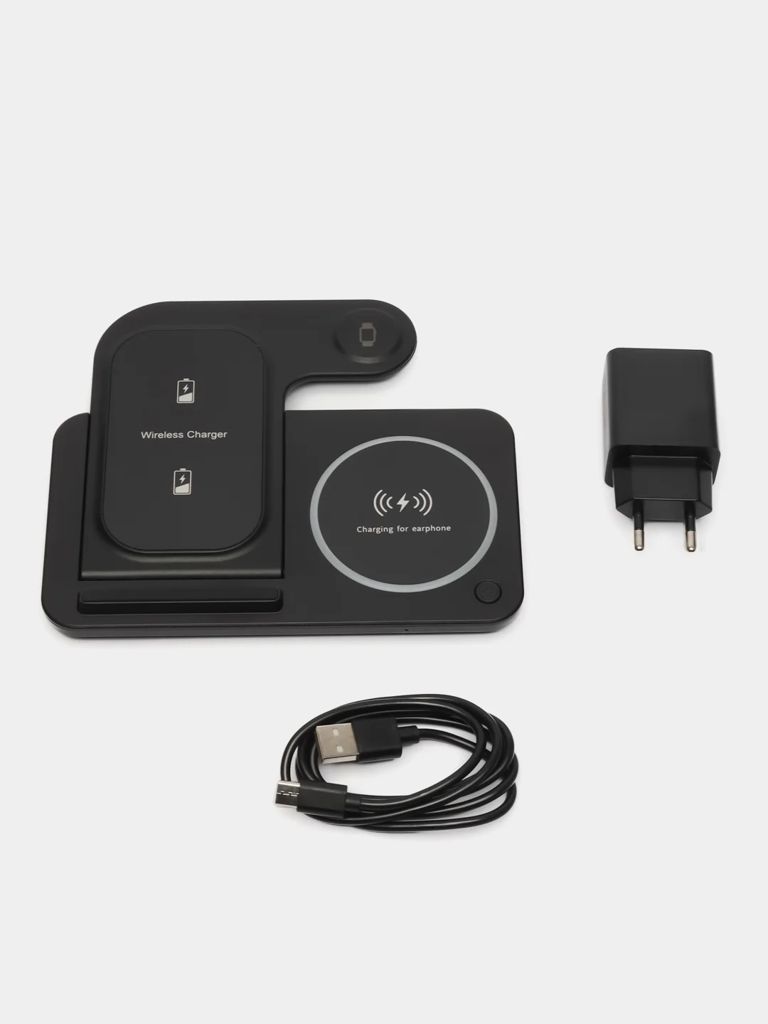 Черный беспроводная зарядка 3 в 1, для iPhone, iWatch, AirPods, Android