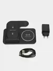 Черный беспроводная зарядка 3 в 1, для iPhone, iWatch, AirPods, Android