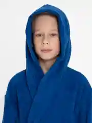 Синий халат махровый детский, подростковый, банный, домашний 100% хлопок