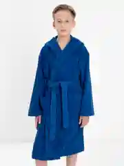 Синий халат махровый детский, подростковый, банный, домашний 100% хлопок