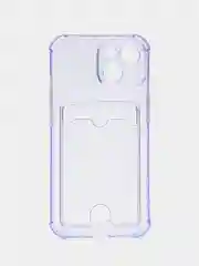 Лавандовый чехол iPhone 15/14/13/12/11/Pro/Max/Plus/Mini/XR/Xs/6/8/7SE с карманом для карт прозрачный