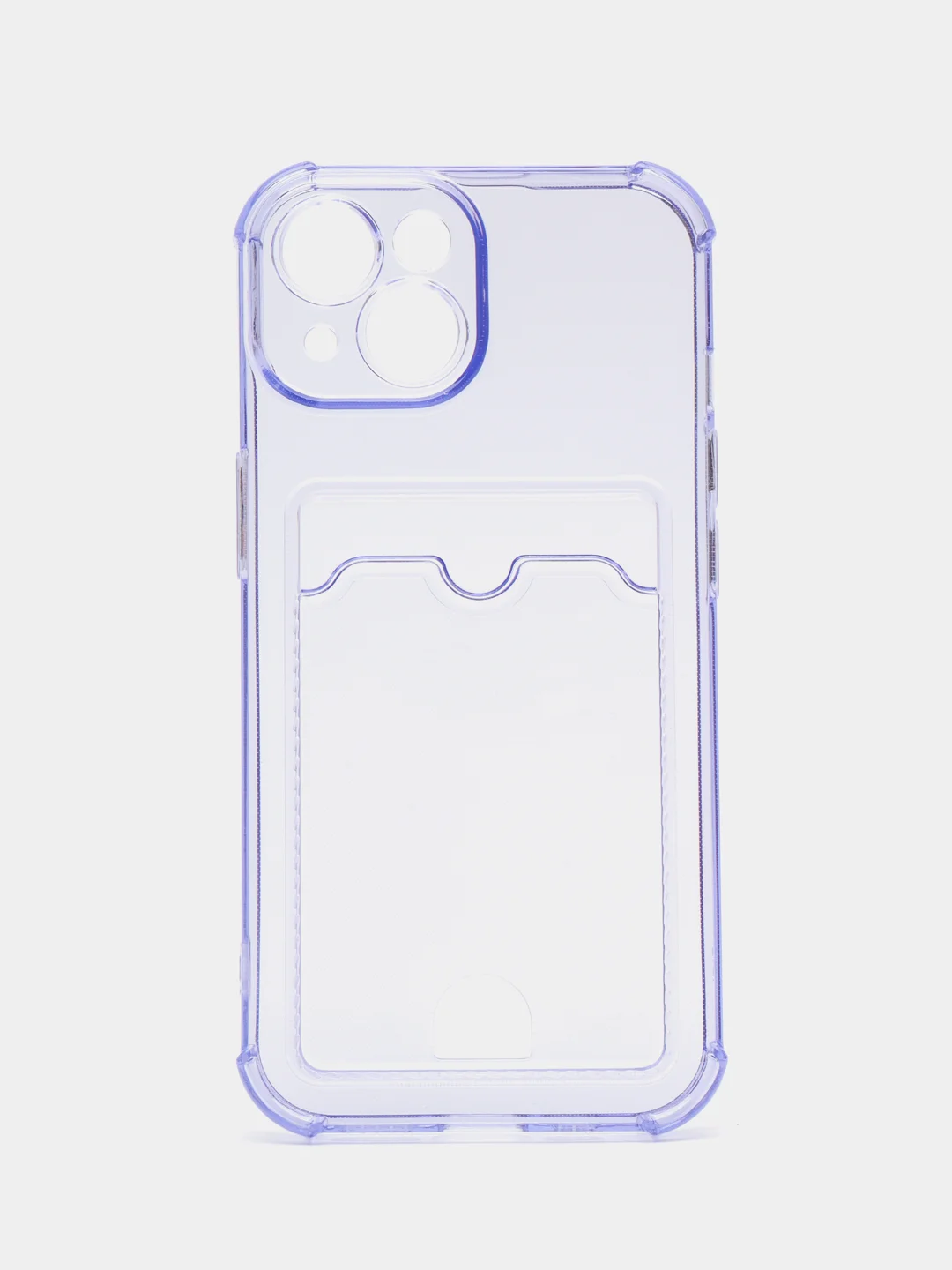Лавандовый чехол iPhone 15/14/13/12/11/Pro/Max/Plus/Mini/XR/Xs/6/8/7SE с карманом для карт прозрачный