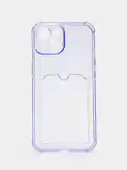Лавандовый чехол iPhone 15/14/13/12/11/Pro/Max/Plus/Mini/XR/Xs/6/8/7SE с карманом для карт прозрачный