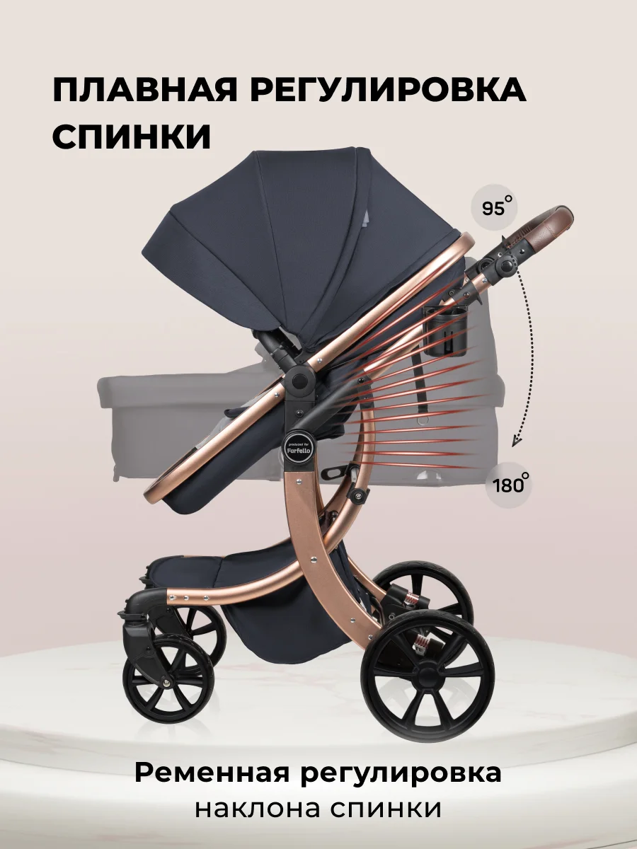 Коляска для новорожденных трансформер 2 в 1 Aimile Original New Gold, черный