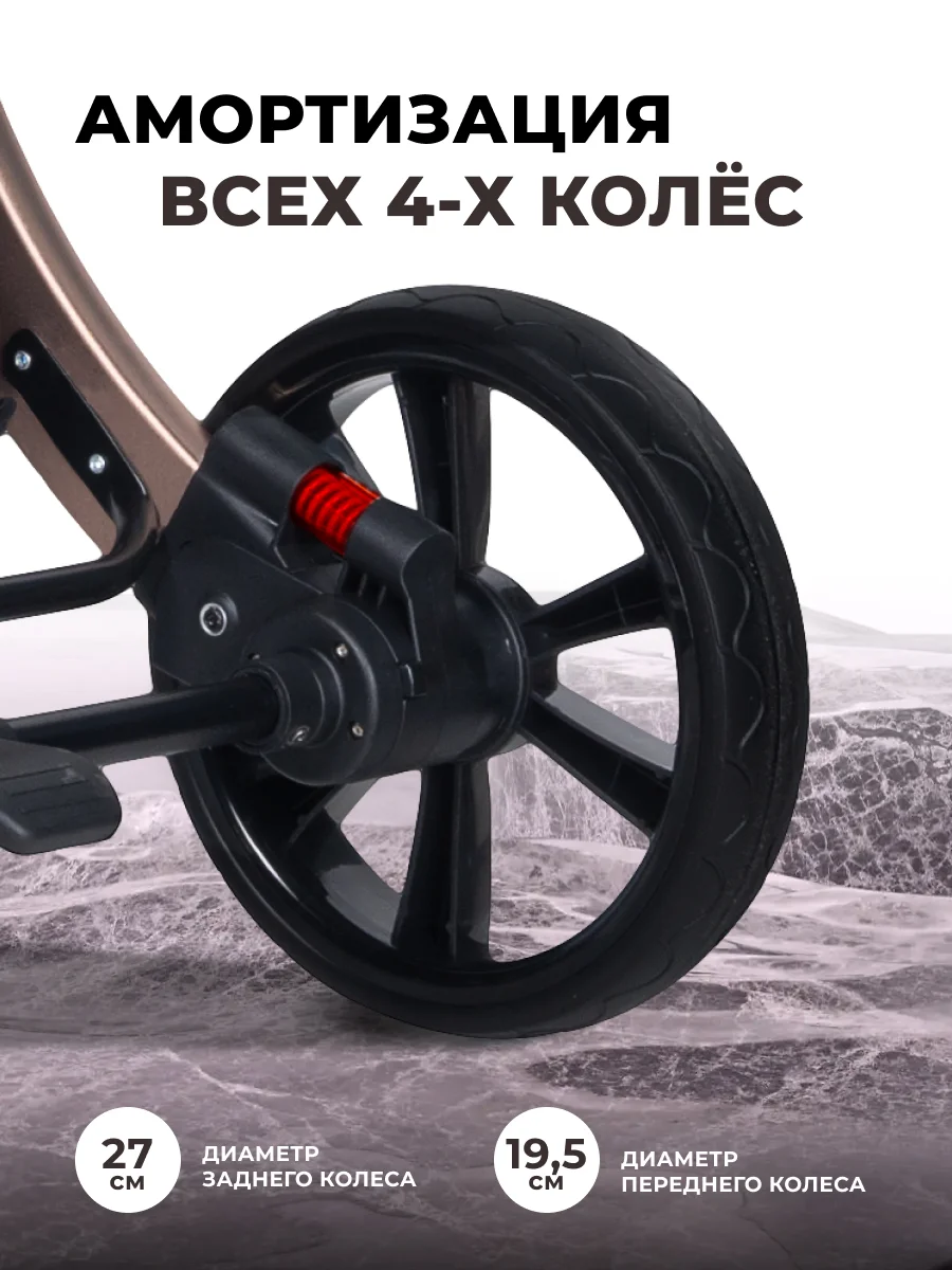 Коляска для новорожденных трансформер 2 в 1 Aimile Original New Gold, черный