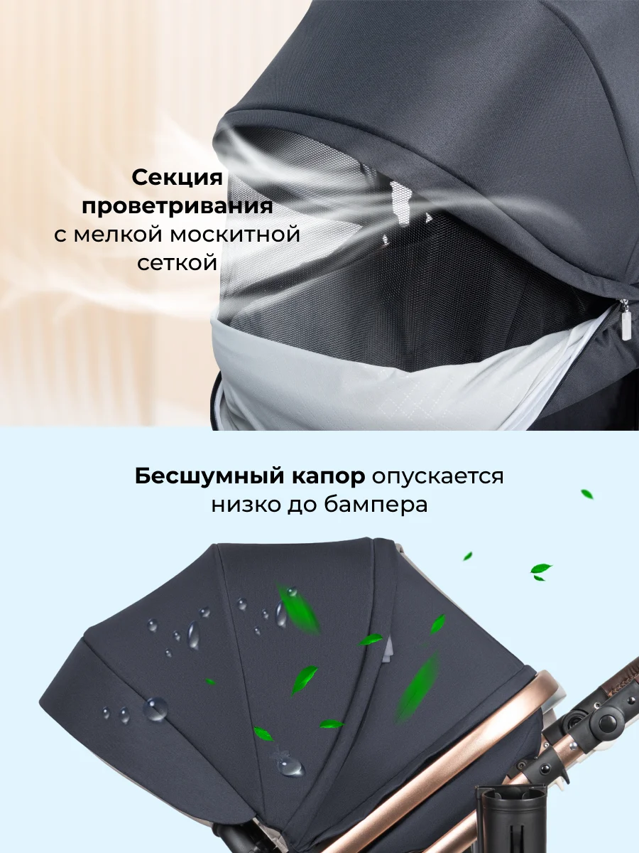 Коляска для новорожденных трансформер 2 в 1 Aimile Original New Gold, черный