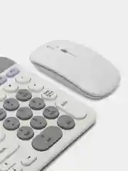 Белый беспроводная перезаряжаемая  клавиатура и мышь Bluetooth+адаптер