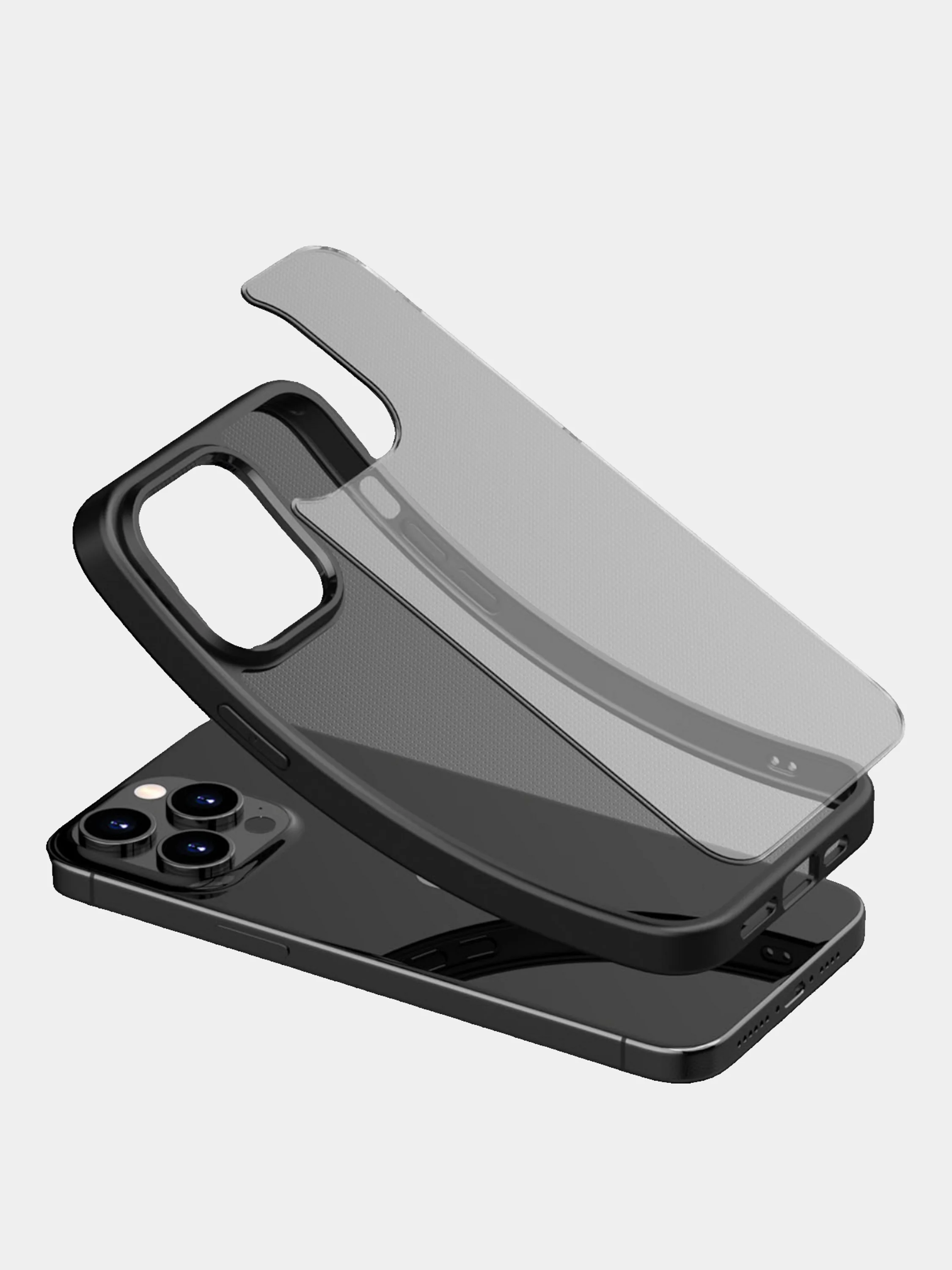 Черный прозрачный чехол для Apple IPhone 15 Pro / 15 Pro Max с силиконовым кантом Crystal Case