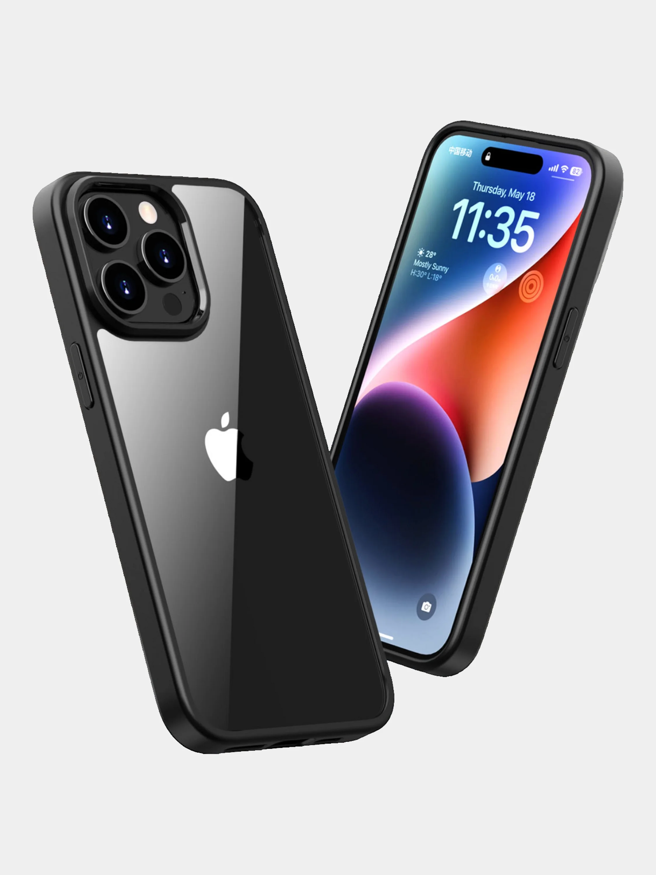 Черный прозрачный чехол для Apple IPhone 15 Pro / 15 Pro Max с силиконовым кантом Crystal Case