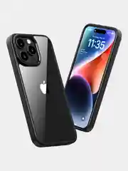 Черный прозрачный чехол для Apple IPhone 15 Pro / 15 Pro Max с силиконовым кантом Crystal Case