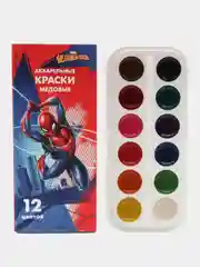 Акварель медовая Человек-паук, 12 цветов, в картонной коробке, без кисти