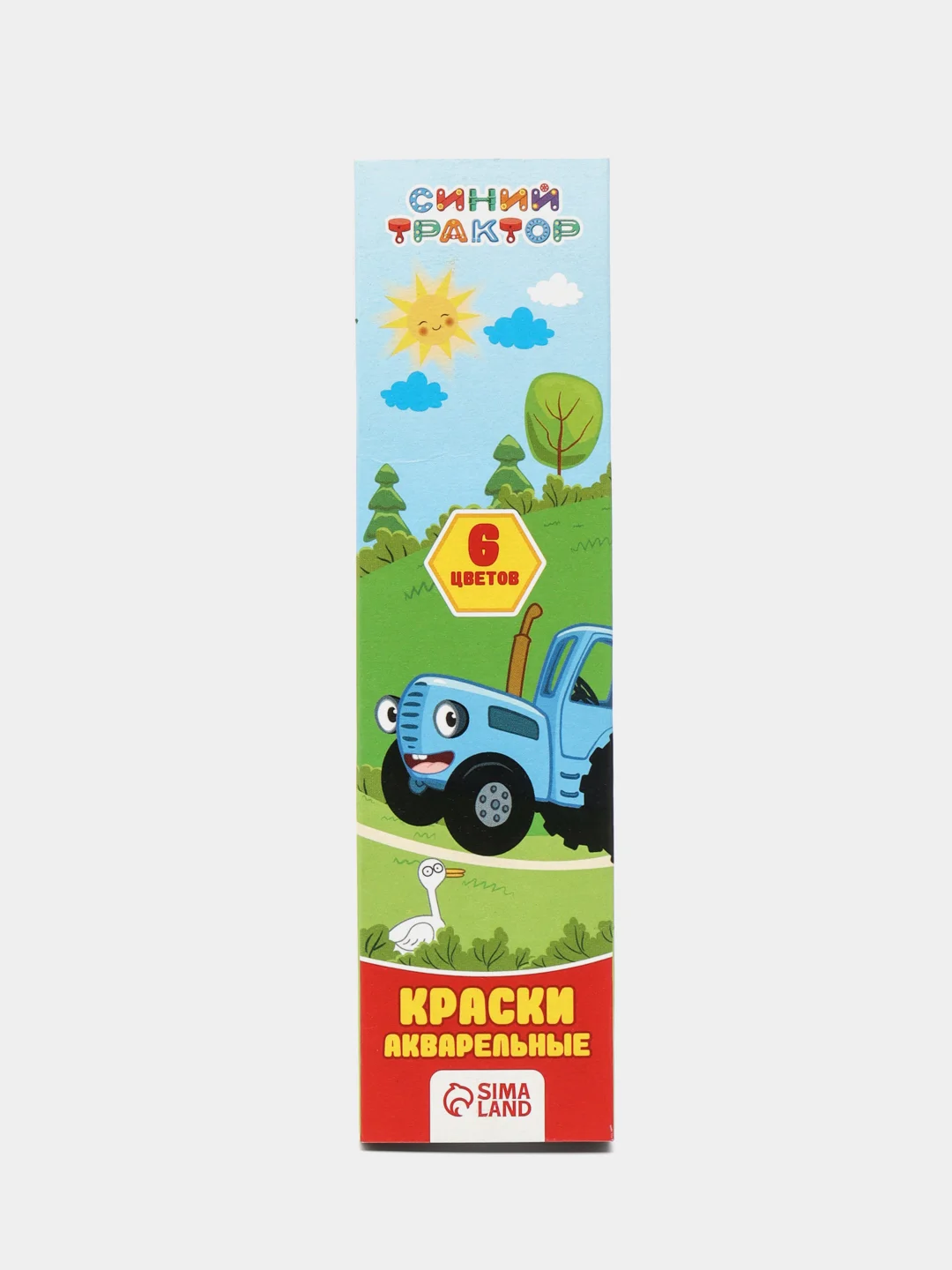 Акварель медовая "Синий трактор", 6 цветов, в картонной коробке, без кисти