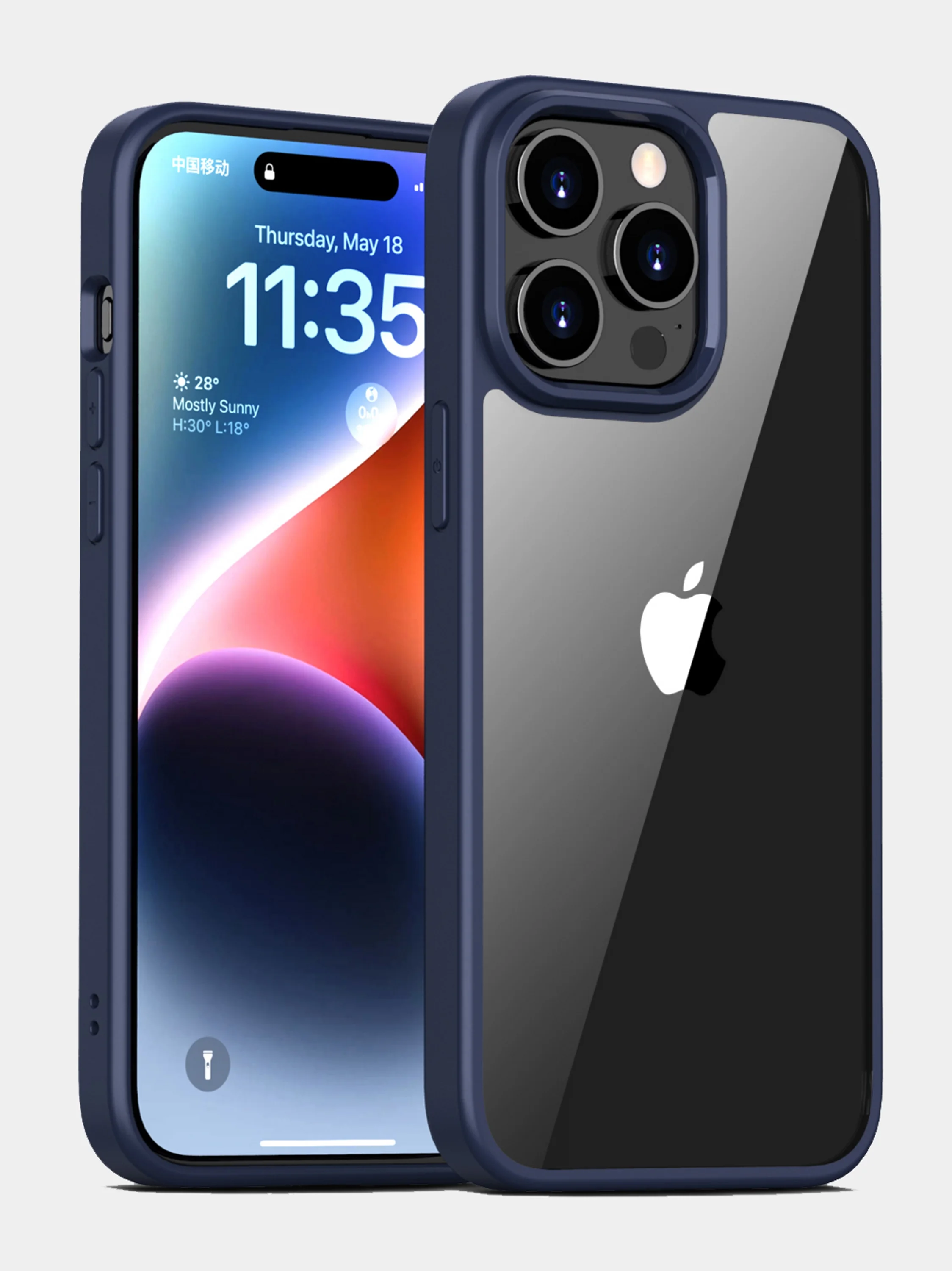 Темно-синий прозрачный чехол для Apple IPhone 15 Pro / 15 Pro Max с силиконовым кантом Crystal Case
